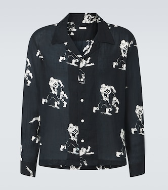 Football Silhouette printed linen shirt | Bode