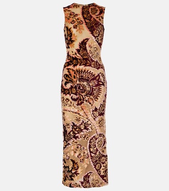 Paisley velvet and tulle jacquard midi dress | Etro