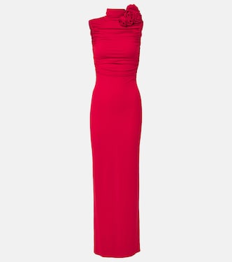Floral-appliqué ruched jersey gown | Magda Butrym