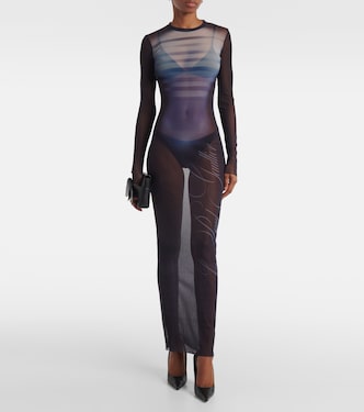 Bedrucktes Maxikleid La Male aus Mesh | Jean Paul Gaultier