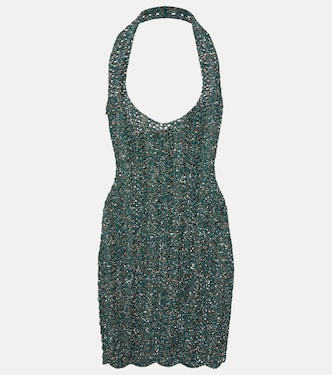 Minikleid aus Häkelstrick mit Pailletten | Saint Laurent