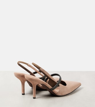 Pumps slingback Monili in suede | Brunello Cucinelli