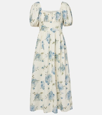 Dalia floral linen midi dress | Faithfull