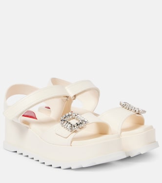 Slidy Viv' embellished leather wedge sandals | Roger Vivier