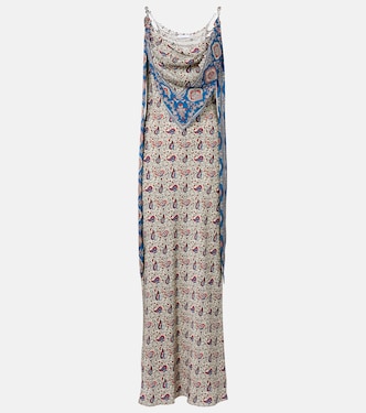 Paisley scarf-detail satin slip dress | Rabanne