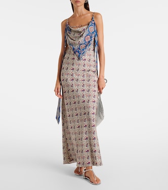 Paisley scarf-detail satin slip dress | Rabanne