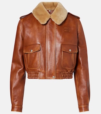 Giacca in pelle con shearling | Miu Miu