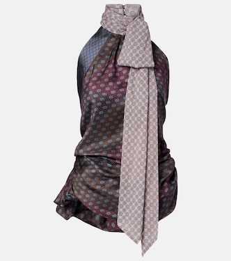 Printed halterneck silk top | Dries Van Noten