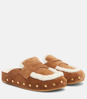 Fenix shearling-lined suede mules | Veronica Beard
