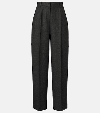 High-rise flannel wide-leg pants | Toteme