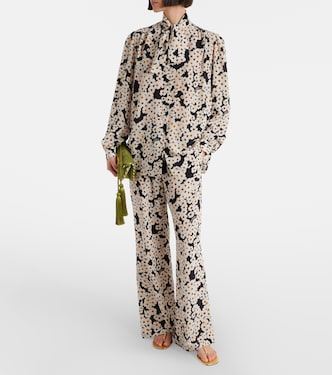 Floral high-rise silk wide-leg pants | Valentino