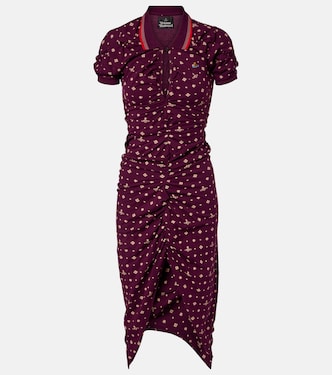 Pulling printed ruched cotton midi dress | Vivienne Westwood