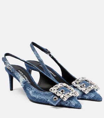 Embellished denim slingback pumps | Dolce&Gabbana