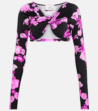 Floral cropped twisted jersey top | Coperni