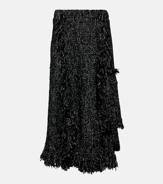 Falda midi flared de tweed con flecos | Sacai