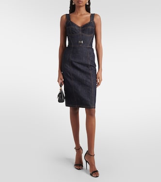 Robe midi brodée en jean à logo | Dolce&Gabbana
