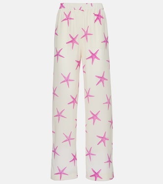 Pantaloni a palazzo Starfish in seta a vita alta | Valentino