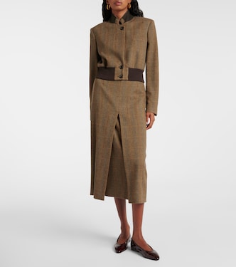 Gonna midi in lana e cashmere a quadri | Loro Piana