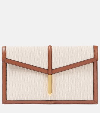 Tokyo leather-trimmed canvas clutch | DeMellier