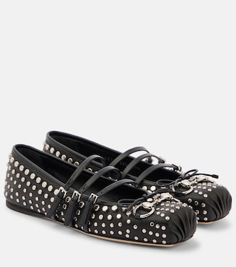 Gucci Horsebit studded leather ballet flats | Gucci