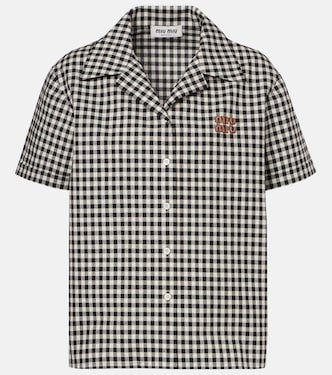Logo gingham cotton shirt | Miu Miu