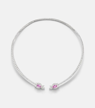 Choker Reign Supreme in oro bianco 18kt con zaffiri e diamanti | Yeprem