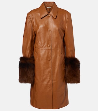 Mantel aus Leder mit Shearling | Jacques Wei
