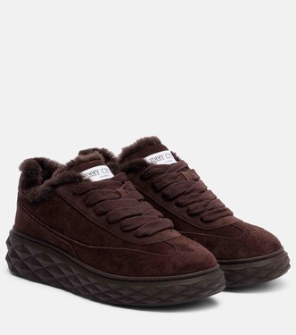 Diamond Maxi shearling-trimmed suede sneakers | Jimmy Choo