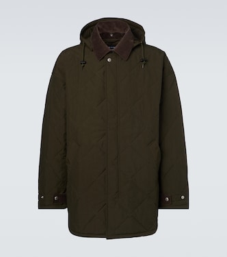 Corduroy-trimmed quilted hooded jacket | Comme des Garçons Homme