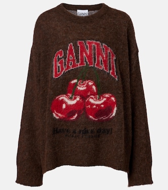 Printed alpaca and wool-blend sweater | Ganni