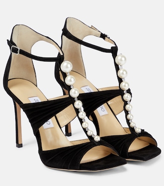 Verzierte Sandalen Aura 95 aus Veloursleder | Jimmy Choo