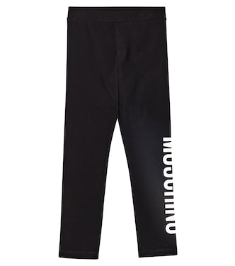 Logo cotton-blend jersey leggings | Moschino Kids