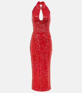 Vestido largo con lentejuelas y cuello halter | Rasario