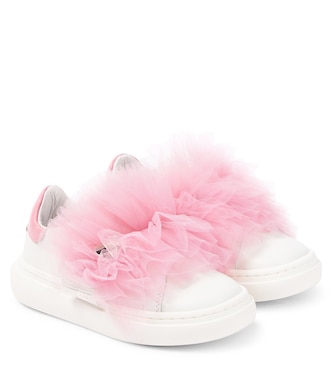 Sneakers aus Leder mit Tüll | Monnalisa