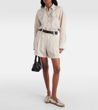 Espadrillas in pelle metallizzata con monili | Brunello Cucinelli