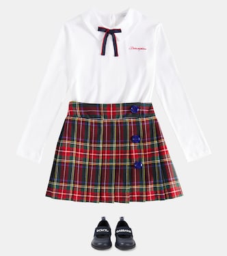 Gonna in misto lana a quadri | Dolce&Gabbana Kids