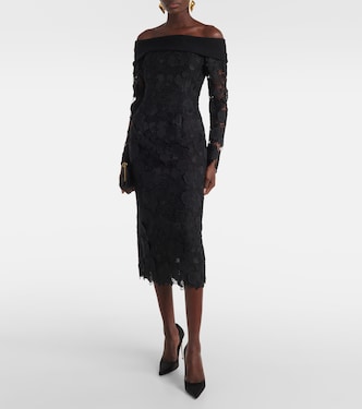Orchid floral guipure midi dress | Oscar de la Renta