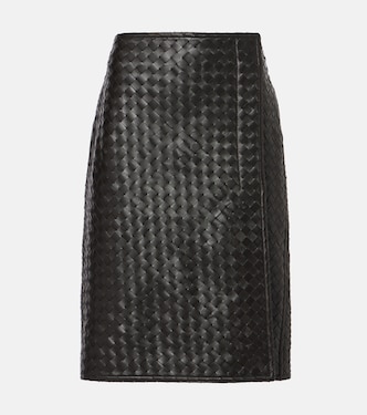 Intrecciato leather midi skirt | Bottega Veneta