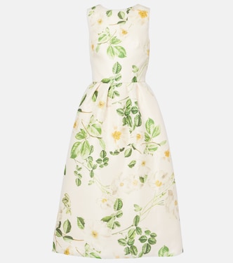 Vestido midi de satén de seda floral | Monique Lhuillier