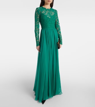 Vestido de fiesta de mezcla de seda con encaje | Dolce&Gabbana