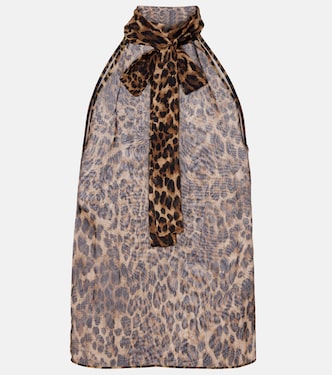 Alla tie-neck leopard-print silk top | Nili Lotan