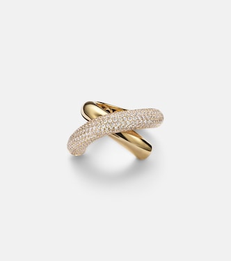 Cross Loop Big 18kt gold ring with diamonds | Engelbert