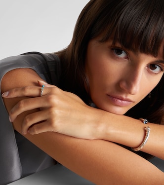 Petite Cable sterling silver ring with turquoises | David Yurman