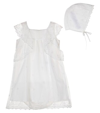 Baby cotton dress, bloomers, and hat set | Chloé Kids