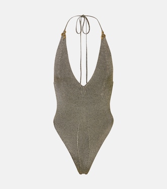 Embellished halterneck lamé bodysuit | Roberto Cavalli