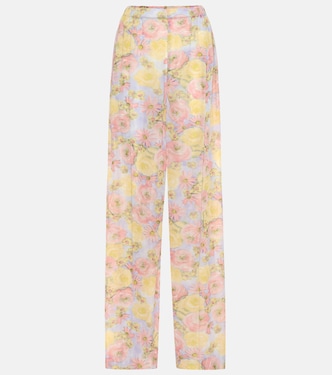 Floral jersey wide leg pants | Prada