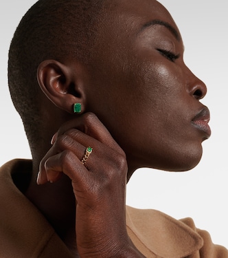 Baby Link 18kt gold ring with diamonds and emerald | Shay Jewelry