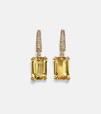 Orecchini Yana Micro in oro 18kt con berilli e diamanti | Octavia Elizabeth