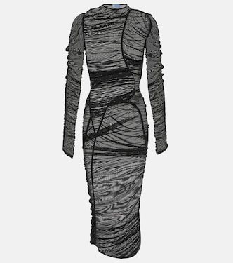 Vestido midi de malla fruncida | Mugler