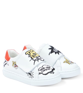 Embroidered leather sneakers | Kenzo Kids